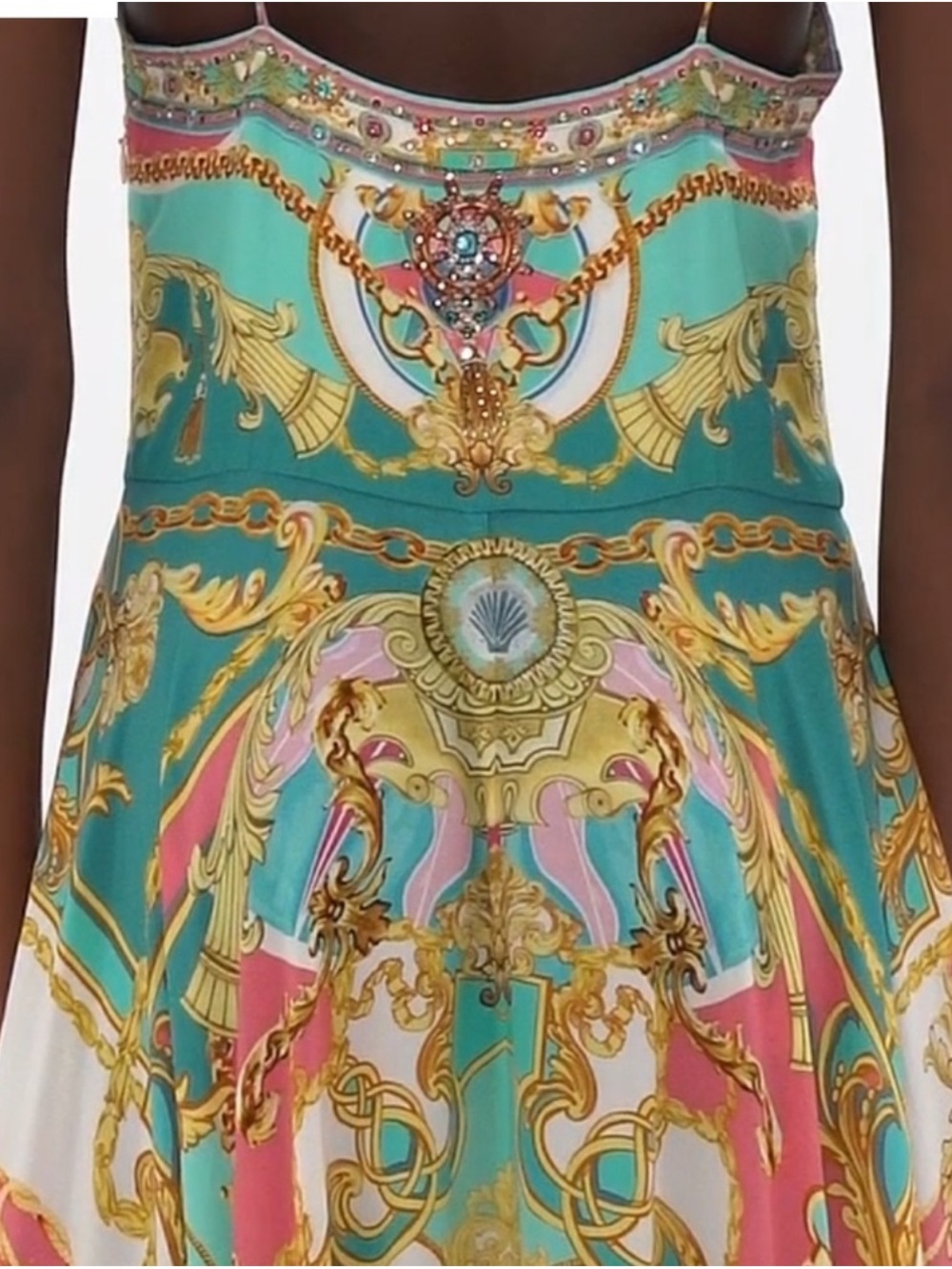 Camilla Blue Pink Gold Printed Tie-Front Dress - Picture 4 of 8